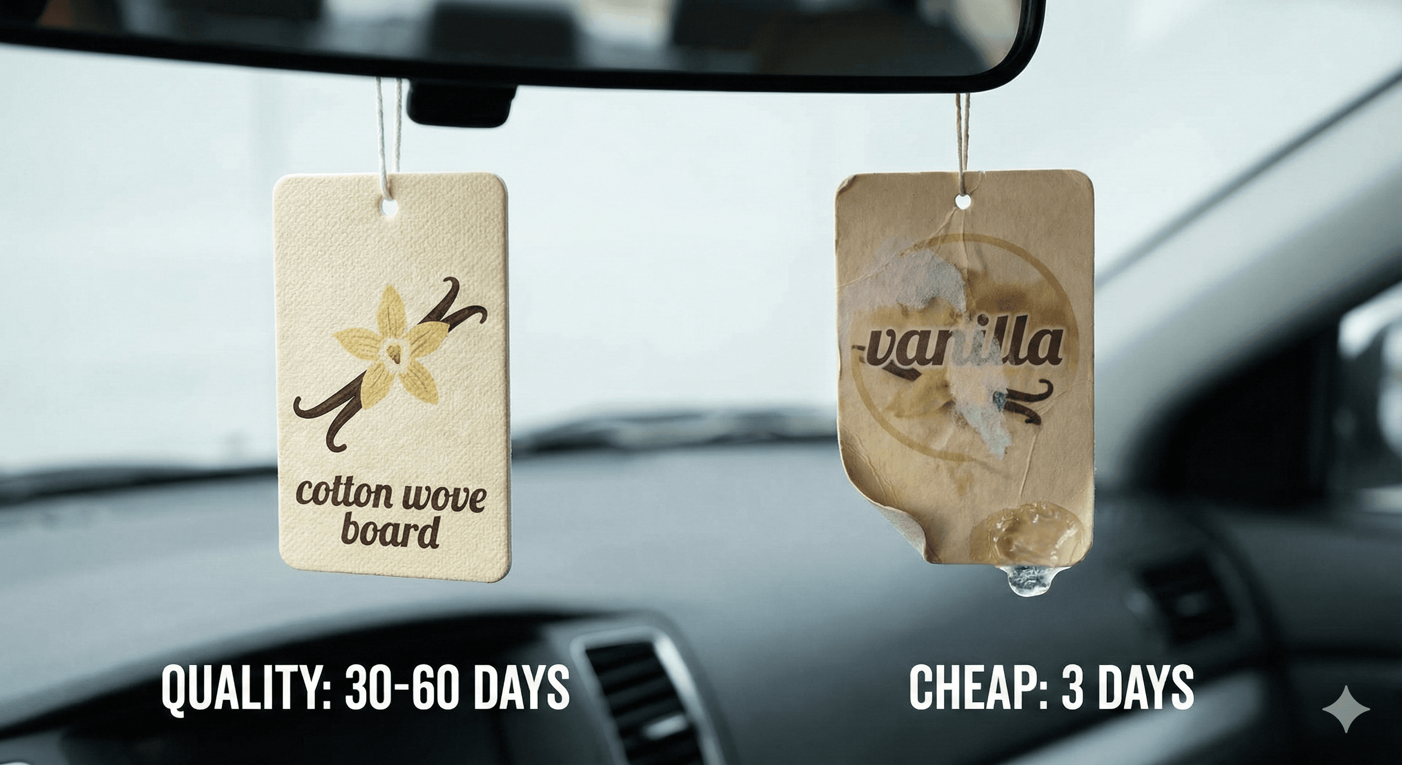A quality car air freshener keeps your vehicle smelling fresh for 30-60 days.png